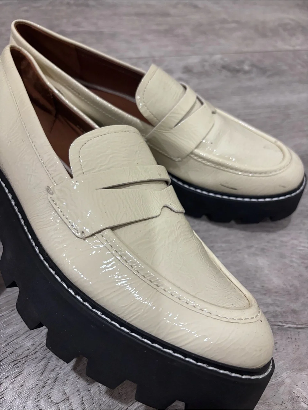 Franco Sarto Cream and Black Loafers